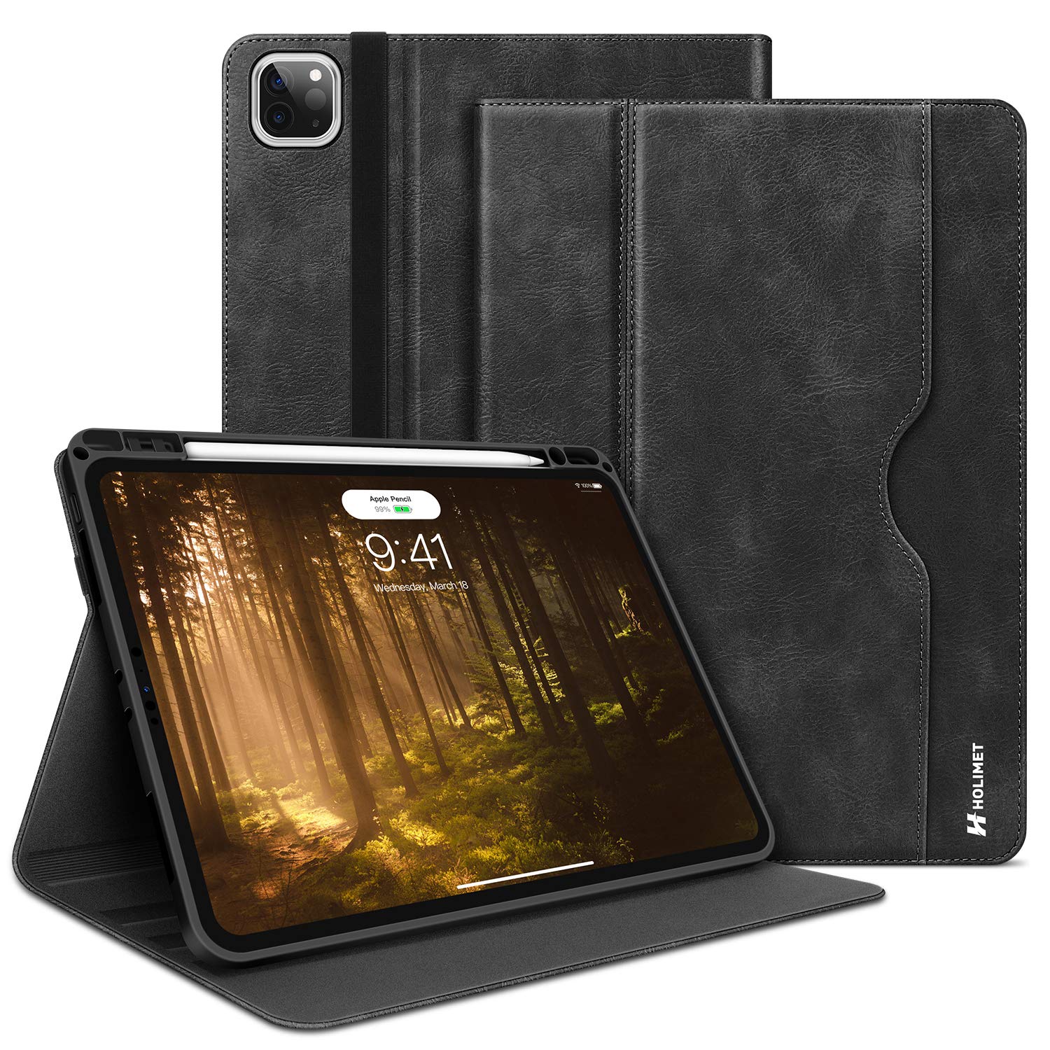Photo 1 of H HOLIMET Case for iPad Pro 11 inch 2022 4th/3rd/2nd/1st Generation 2021/2020/2018 with Pencil Holder PU Leather Protective with Pocket Strap Soft TPU Back Shockproof