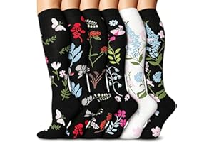 yeuG Compression Socks Women 6 Pairs Running Socks 20-30 mmHg Compression Outway Socks Cycling Nurse Pregnant