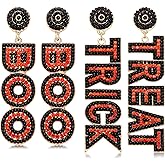 Halloween Earrings Set for Women Beaded Boo Ghost Pumpkin Earrings Cute Candy Corn Drop Dangle Earrings Halloween Jewelry Gifts Costume Party Accessory
