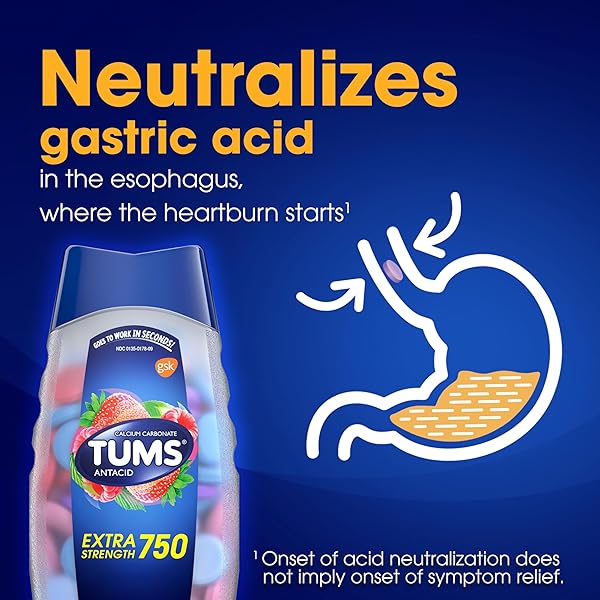 TUMS EXTRA STRENGTH ASSORTED BERRIES ANTACID TABLETS FOR HEARTBURN RELIEF, 96 COUNT