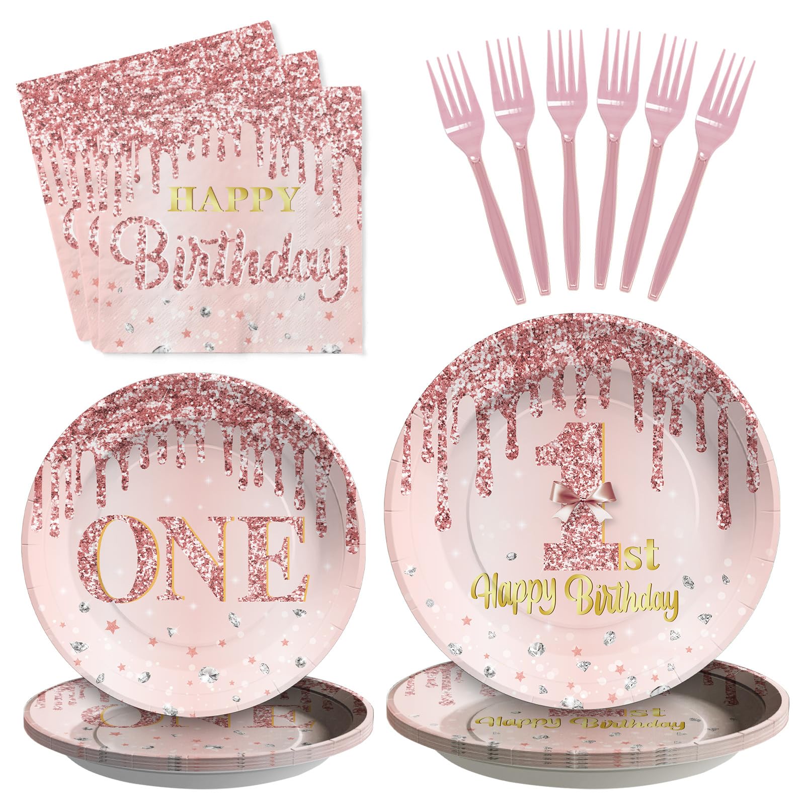 Grencian 96 Pcs 1st Birthday Party Supplies for