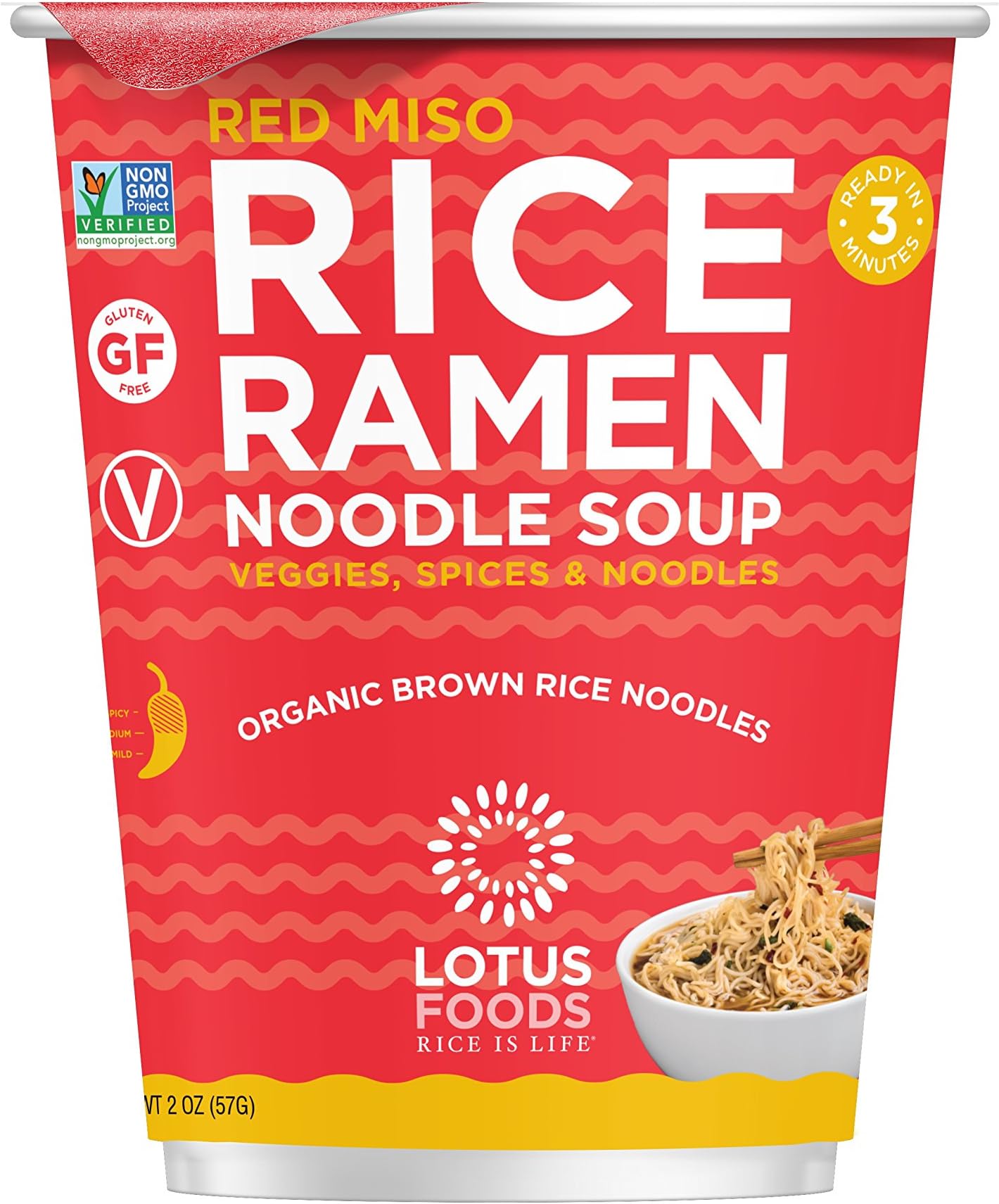 Lotus Foods Gourmet Brown Rice Ramen and Red Miso Soup, Lower Sodium, 2