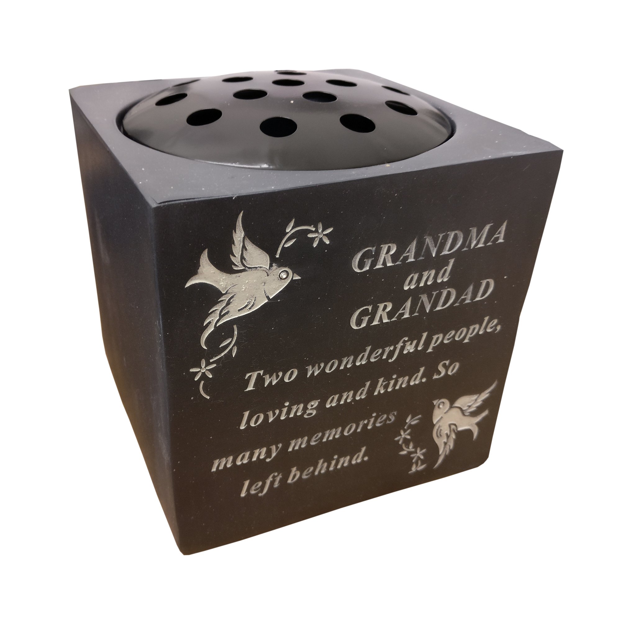 David Fischhoff Grandma & Grandad Dove Rose Bowl, Poly Resin, Grey, 13.5 x 13.5 x 15 cm