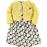 Hudson Baby Infant and Toddler Girls Cotton Dress and Cardigan Set