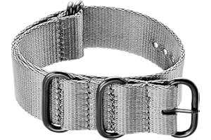 Ritche 18mm 20mm 22mm 24mm Military Ballistic Nylon Strap With Black Heavy Buckle Watch Band (Glossy Buckle), Valentine's day gifts for him or her