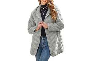 Vipwest Womens Fleece Jacket Hooded Winter Warm Full Zip Long Sleeve Sherpa Jacket Coat Outerwear with Hood (S-5XL)