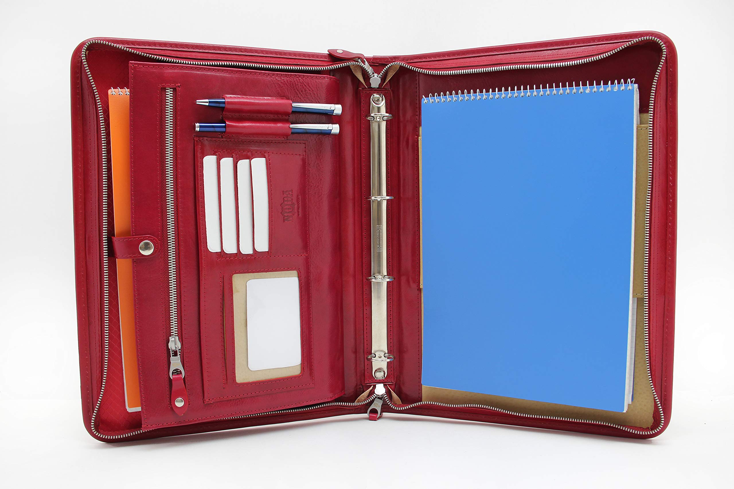 Leather Organizer, Leather Document Folder, Leather Portfolio, Document Holder, Tablet Case, Leather Folder, Document Bag, 4 Ring Binder (Red)