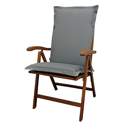 IND-70422-AUHL Sitzauflage Hochlehner Premium, extra dicke Polsterauflage mit Reißverschluss, 120 x 50 x 9 cm, Grau