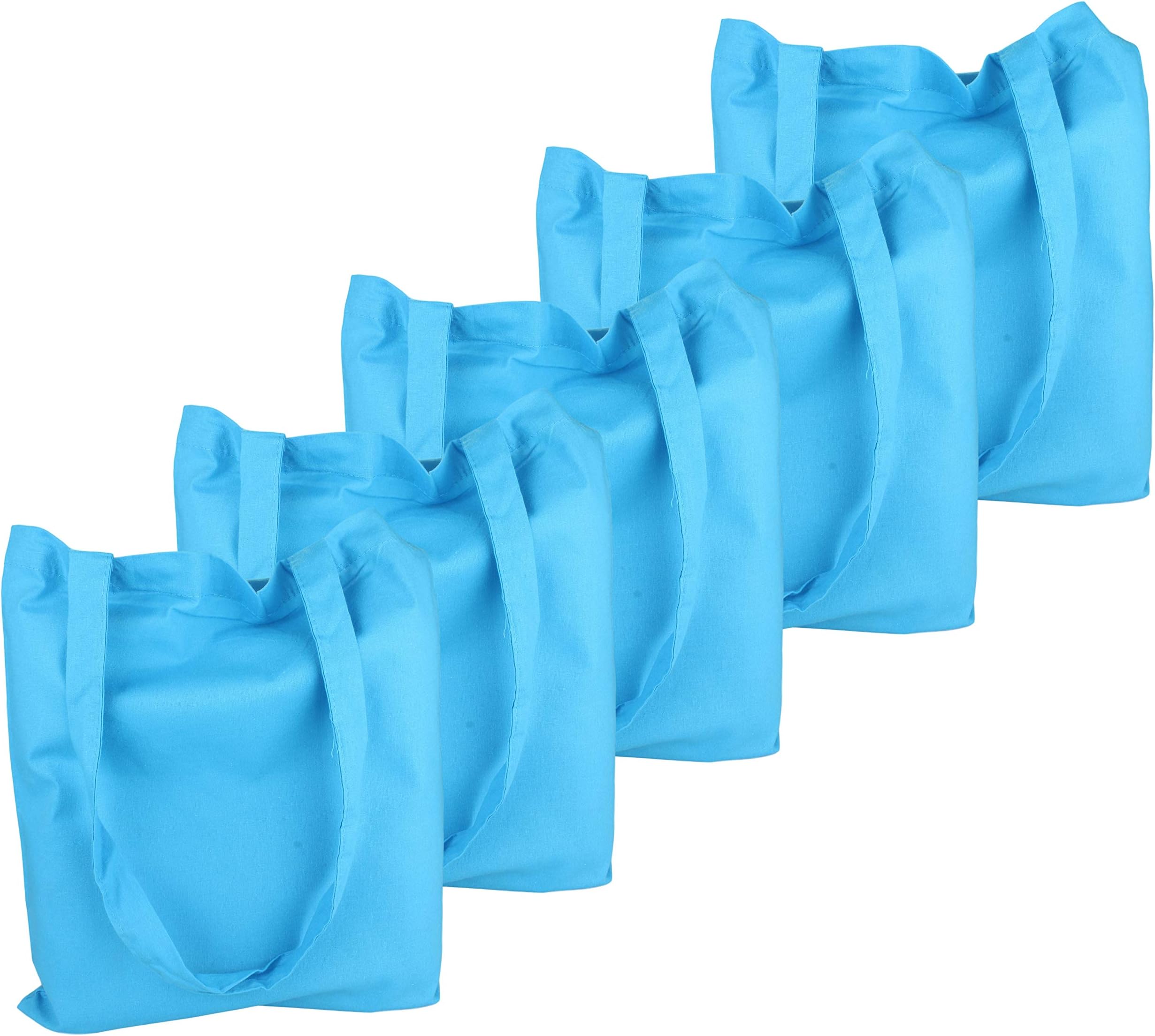 Pack of 5 Cotton Bag with Long Handles 38 x 42 in Lightblue