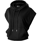 GIVON Womens Lightweight Hooded Vest Sleeveless Pullover Casual Hoodie Drawstring Sweatshirt with Kanga Pockets