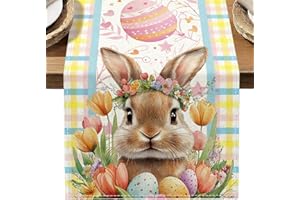SEDEX Easter Table Runner Bunny Egg Rabbit Decoration Decor Spring Summer Seasonal Holiday Kitchen Table Cloth 72 Inches Long