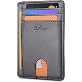 Buffway Slim Minimalist Front Pocket RFID Blocking Leather Wallets for Men and Women - Alaska Grey