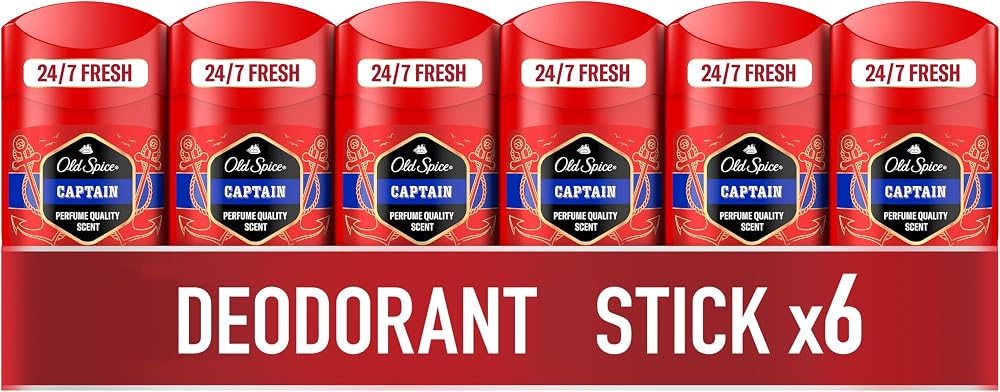 Old Spice Captain Deodorant Stick 6x50ml 0% Aluminium Odour Protection Invisible