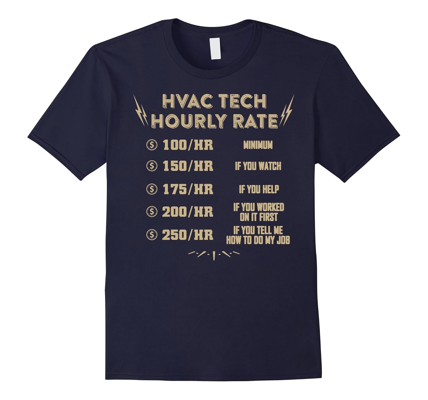 HVAC Tech Hourly RateRT Rateeshirt