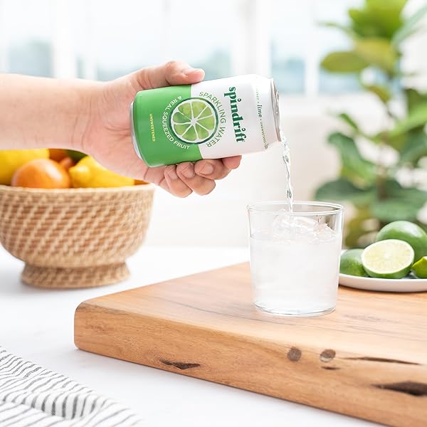 SPINDRIFT SPARKLING WATER, LIME FLAVORED, MADE WITH REAL SQUEEZED FRUIT, 12 FL OZ CANS, PACK OF 24 (ONLY 4 CALORIES PER CAN)