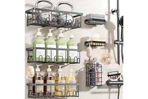 Shower Caddy 6 Pack, Adhesive Bathroom Shower Organizer for Bathroom Storage, No Drilling Large Capacity Rustproof Stainless 