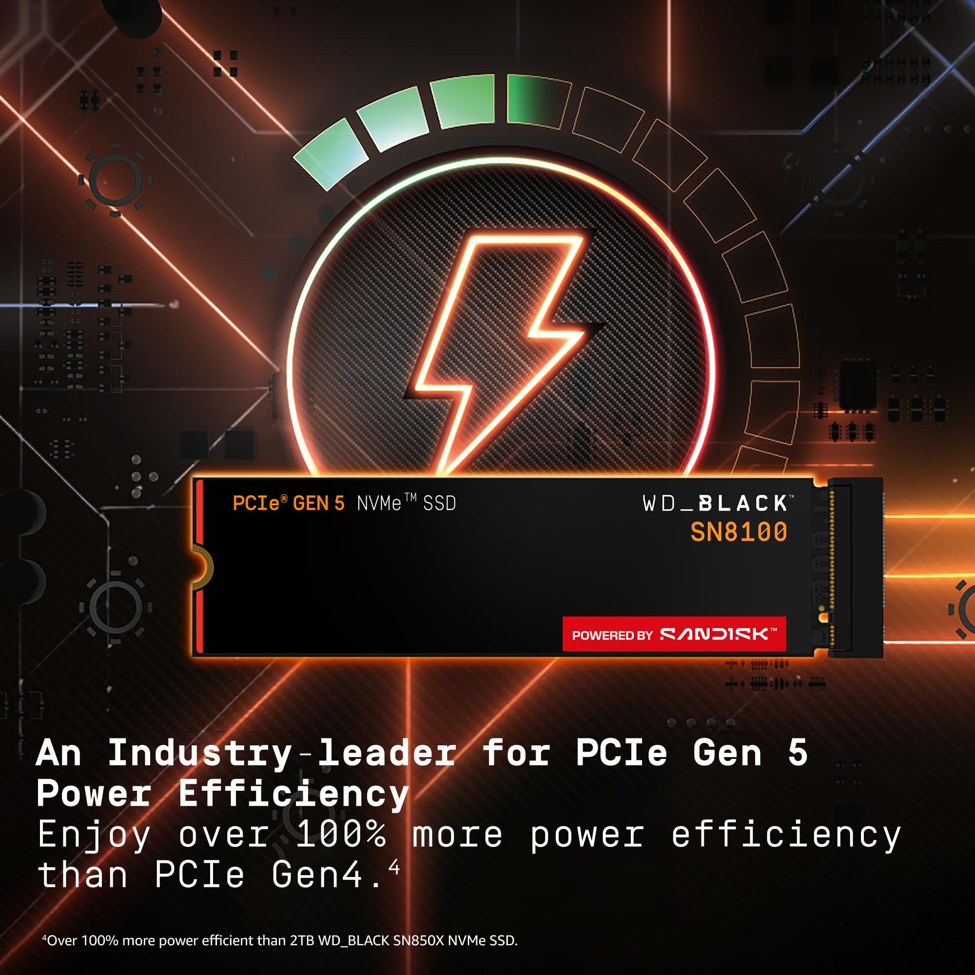 WD_BLACK 2TB SN8100 NVMe SSD Internal Solid State Drive - Gen 5 PCIe 5.0x4, M.2 2280, Seq. Read Speeds Up to 14,900 MB/s, Best for AI Applications, Gaming, and Video Editing - WDS200T1X0M