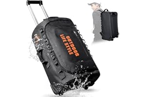 CONTAIL 95L Wheeled Dive Bag with Telescopic Double-Bar Tow Handle,Carry Handles and Detachable Backpack Straps for Scuba Diving Gear,Black