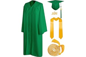 Mukum Graduation Cap and Gown 2025 Set with Tassel Honor Cord Graduation Stoles for High School College Bachelor