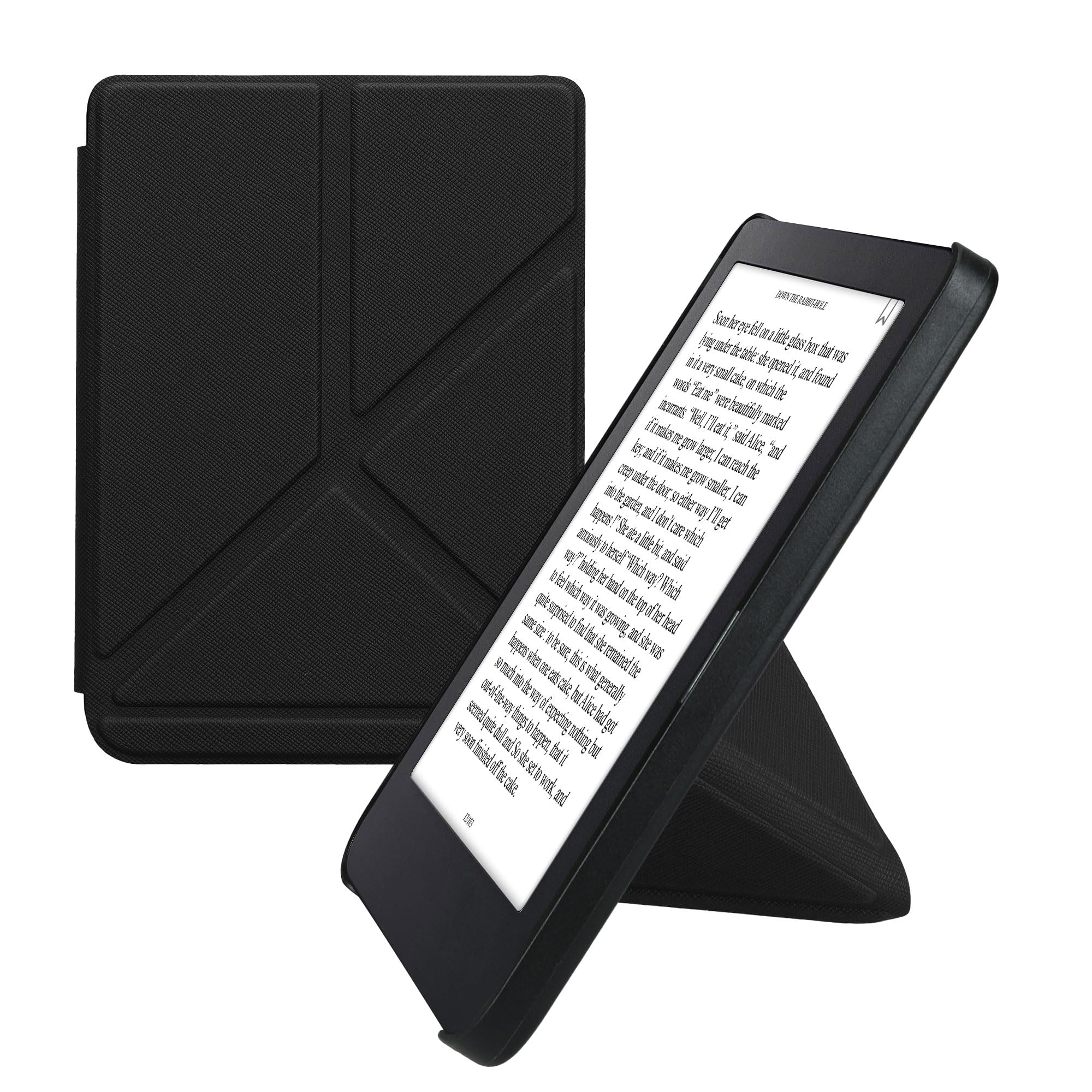 kwmobile Origami Cover for Kobo Clara 2E / Tolino Shine 4 Case - Slim PU Leather eReader Cover with Stand and auto sleep funktion - Black
