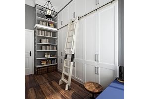 104RDHOUSE 12FT Sliding Library Ladder Hardware kit Telescopic Upper Roller,Floor Wheels with Brakes (No Ladder)