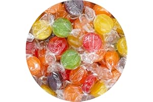THE HAMPTON CANDY COMPANY Assorted Fruit Hard Candy, 1 Pound Bulk Candy (Approx. 75 pcs.), Individually Wrapped Hard Candy, Fruit Discs Candy, The Hampton Popcorn & Candy Company