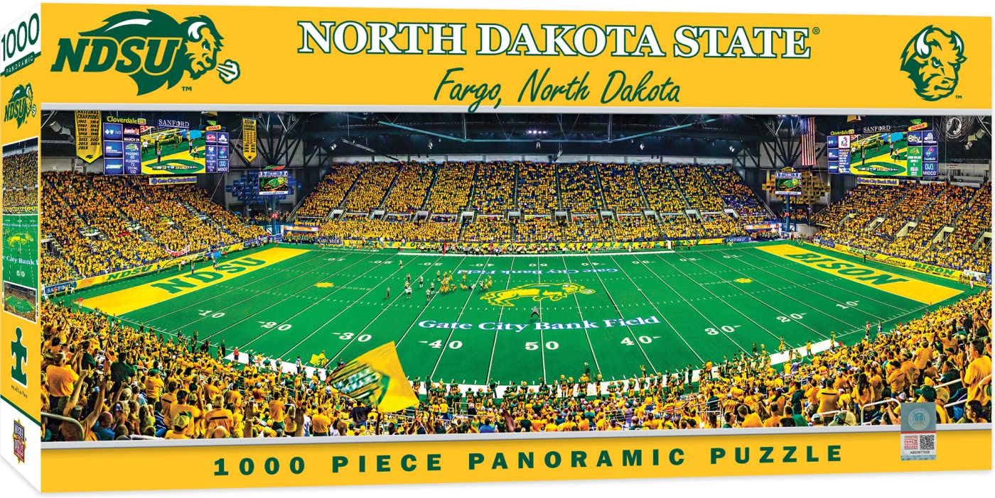 MasterPieces - 1000 Piece Jigsaw Puzzle, NCAA North Dakota State Bison, Panoramic Football Stadium View, Fun for Adults and Family, 13"x39"