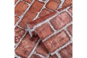 Coavas Brick Wallpaper Peel and Stick Red Faux Brick Contact Paper 17.7x196.9 Inches Removable Wall Paper Adhesive Renter Friendly Wallpaper Bathroom Wallpaper Farmhouse Kitchen Backsplash