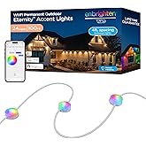 Enbrighten Vibe Eternity Accent Permanent Outdoor Lights for House, 100ft, 24 RGBWIC LEDs, Wide Spacing, 94lm, Tunable White,