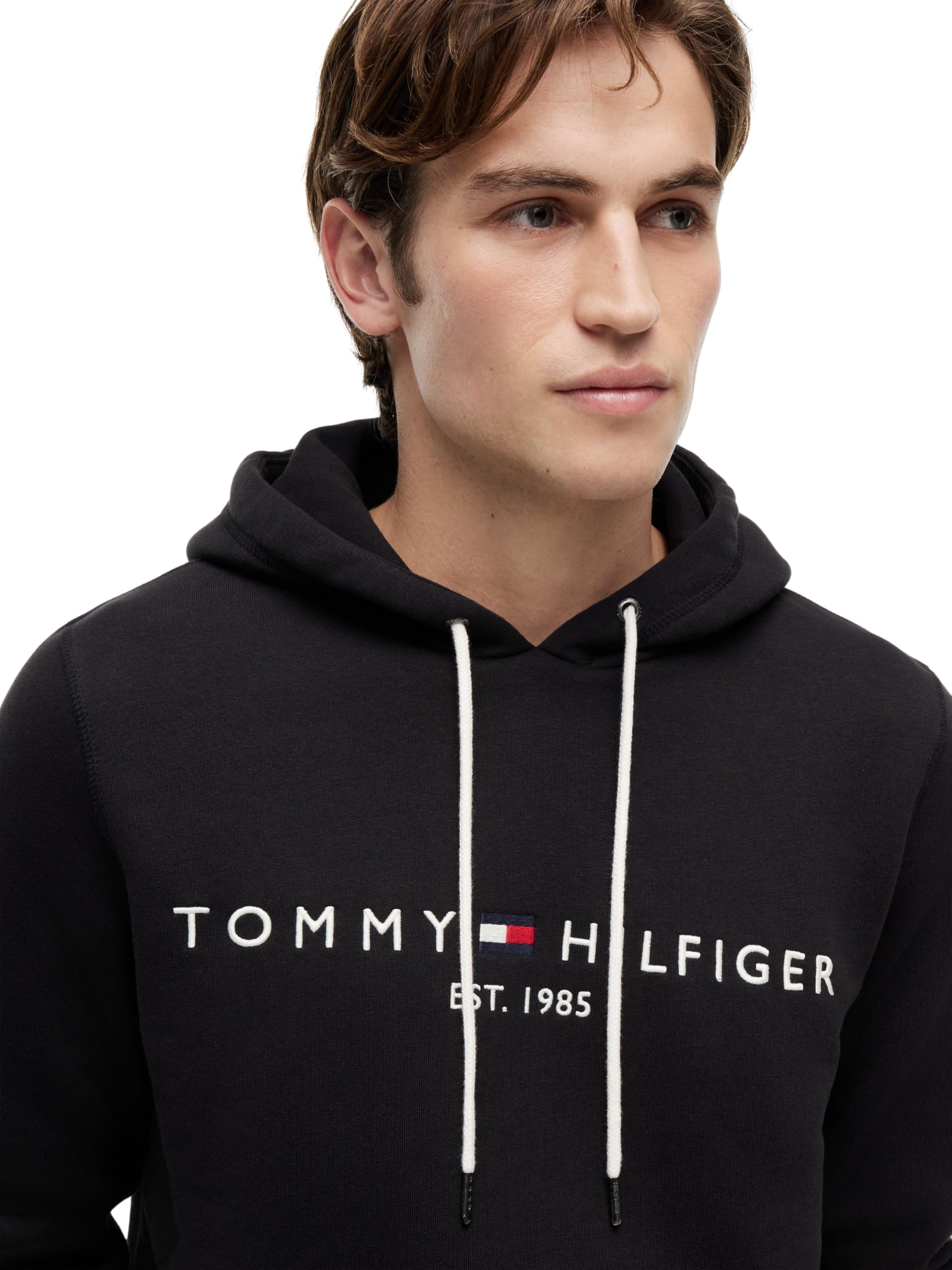 Tommy Hilfiger Herren Hoodie Core Tommy Logo mit Kapuze, Schwarz (Jet Black), L 3