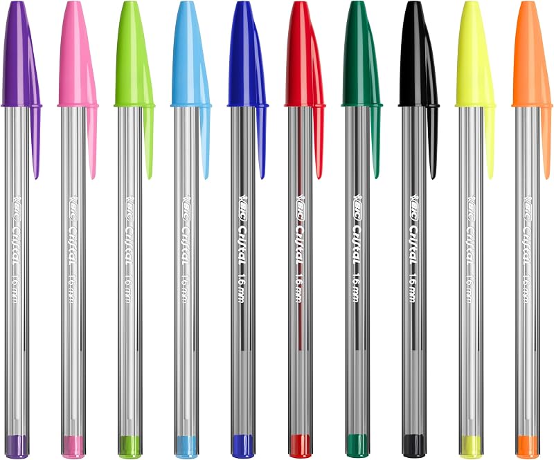 Cristal Multicolour Bolígrafos de Punta Ancha (1,6 mm) Set Formato Especial - Colores Clásicos, Neón y Divertidos Surtidos, Pack de 27
