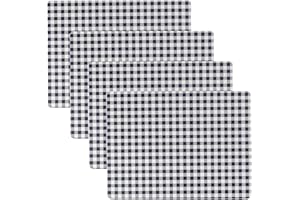 Benson Mills Cork Placemats Set of 4, Thick Cork Place Mats for Kitchen and Dining Tables, Easy Clean Table Mats (12" x 16" Rectangular Set of 4, Gingham Check Navy)