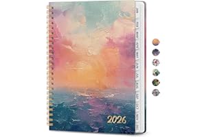 TAJA 2026 Planner, Aesthetic Weekly and Monthly Planner for Women, Jan 2026 to Dec 2026, Hardcover 2026 Calendar Book with Monthly Tabs, Inner Pocket, Perfect for Office Home School - A5 (6.3" x 8.5"), Sunset