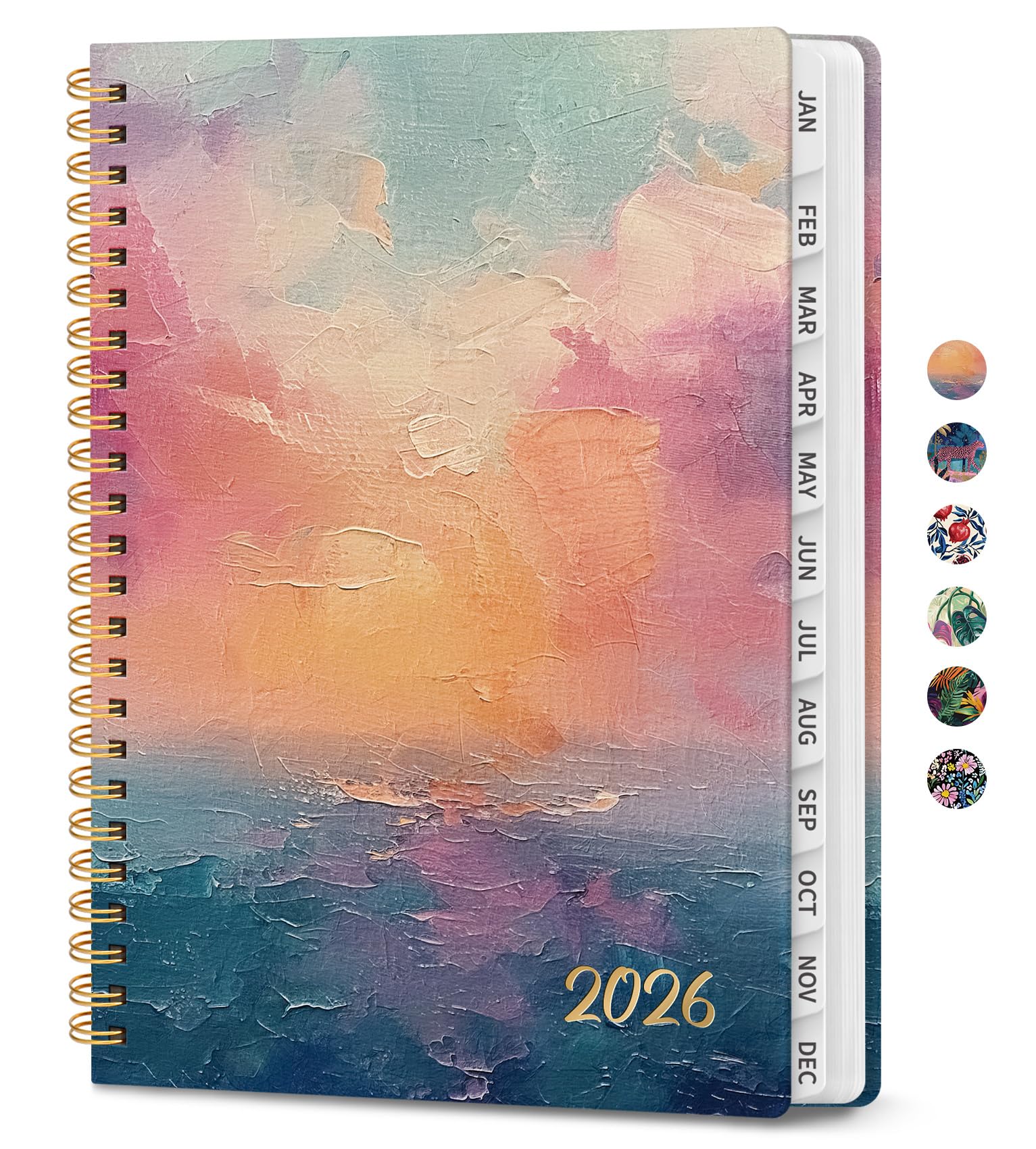 Photo 1 of 2026 Planner, Aesthetic Weekly and Monthly Planner for Women, Jan 2026 to Dec 2026, Hardcover 2026 Calendar Book with Monthly Tabs, Inner Pocket, Perfect for Office Home School - A5 (6.3" x 8.5"), Sunset