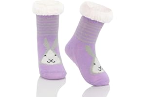 Zando Kids Fuzzy Socks with Grips Non Slip Toddler Slipper Socks Baby Christmas Socks Boys Girls Winter Warm Cozy Socks