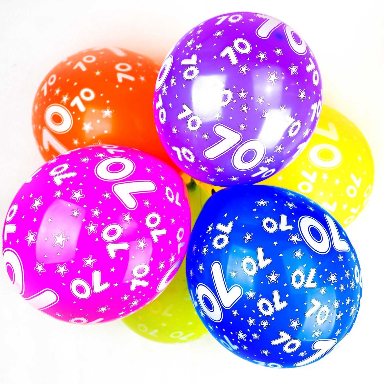 Happium 70th Birthday Balloons With Printed Numbers Pack of 10