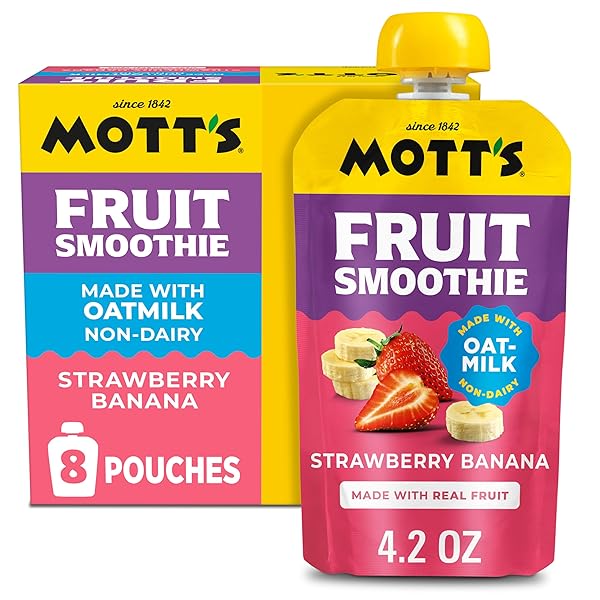 MOTT’S FRUIT SMOOTHIES STRAWBERRY BANANA, 4.2 OZ CLEAR...