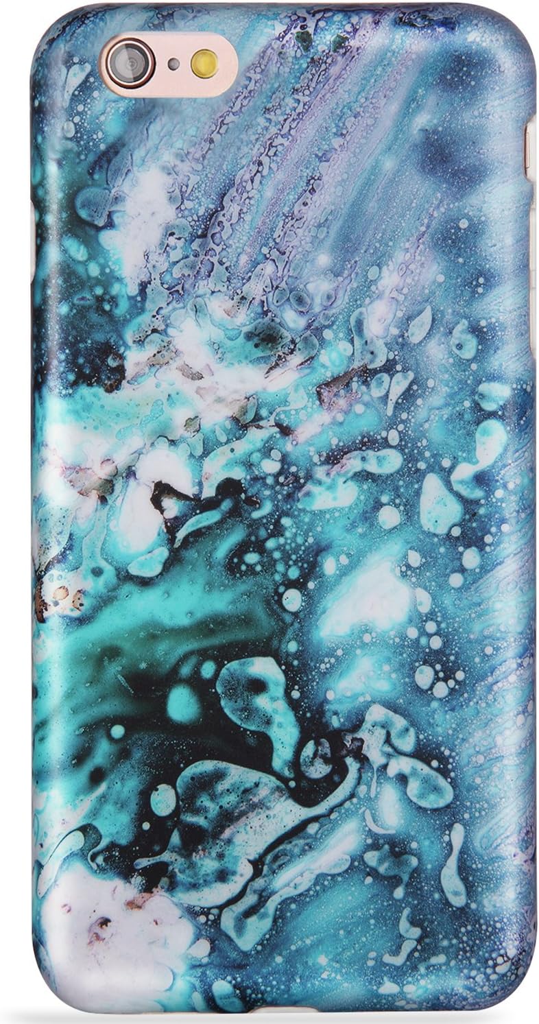 LUMARKE iPhone 6 Plus Case,iPhone 6s Plus Case,Cute Green Marble for Girls Women Slim Glossy TPU Clear Bumper Soft Rubber Silicone Best Protective Phone Case Cover for iPhone 6 6s Plus