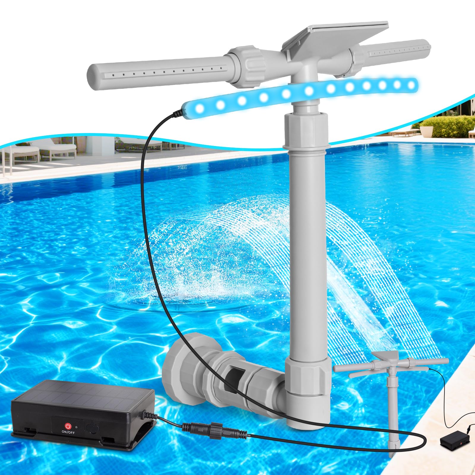 Photo 1 of 2025 New Model Pool Fountains for Above and In-ground Pools – Solar Pool Fountain with Lights, 360° Adjustable, Featuring Two Spray Modes; Pool Accessories with 9-Color Lights and 4 Modes