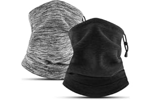 COOLOO Neck Warmer, 2 Pack Ski Mask Winter Neck Gaiter Scarf Cache Cou for Men Women Balaclava Face Cover Skiing Sports