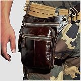 Le'aokuu Mens Genuine Leather Bike Cycling Waist Hip Bum