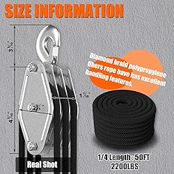 YATOINTO Rope Pulley Hoist with Bearing, 2200 LB
