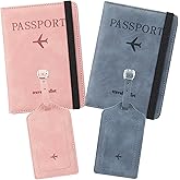 RNIEGA 2 Set Passport Covers Holder for Travel Leather Rfid Passport Wallets Holder for Mr and Mrs