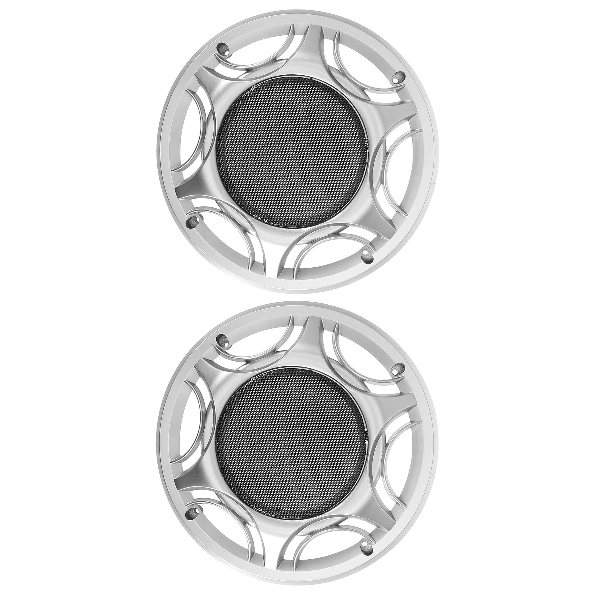 MACHSWON 2PCS Car Metal Audio Speaker Grill Cover 8in Mesh Woofer Horn Guard Decorative Circle Grille Protector Silver Tone
