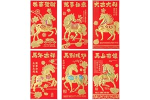 36pcs Chinese New Year Red Envelopes 2026, 17x9cm/6.69x3.54in Lunar Horse Lucky Money Cash Dollar Pound Envelopes Gold Emboss