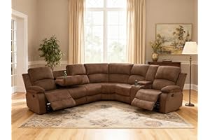 Trygoal Power Reclining Sectional Sofa Set, L-Shaped Sectional Couch for Living Room, Home Theater Seating with Cup Holders, Modern Intelligent Recliner Sofa, Brown