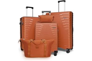Cosbarn Luggage Sets 5 Piece, Suitcases with Wheels, PP Hard Case Luggage with Upgraded Shock-absorbing Spinner Wheel&TSA Lock, Carry On Luggage Set