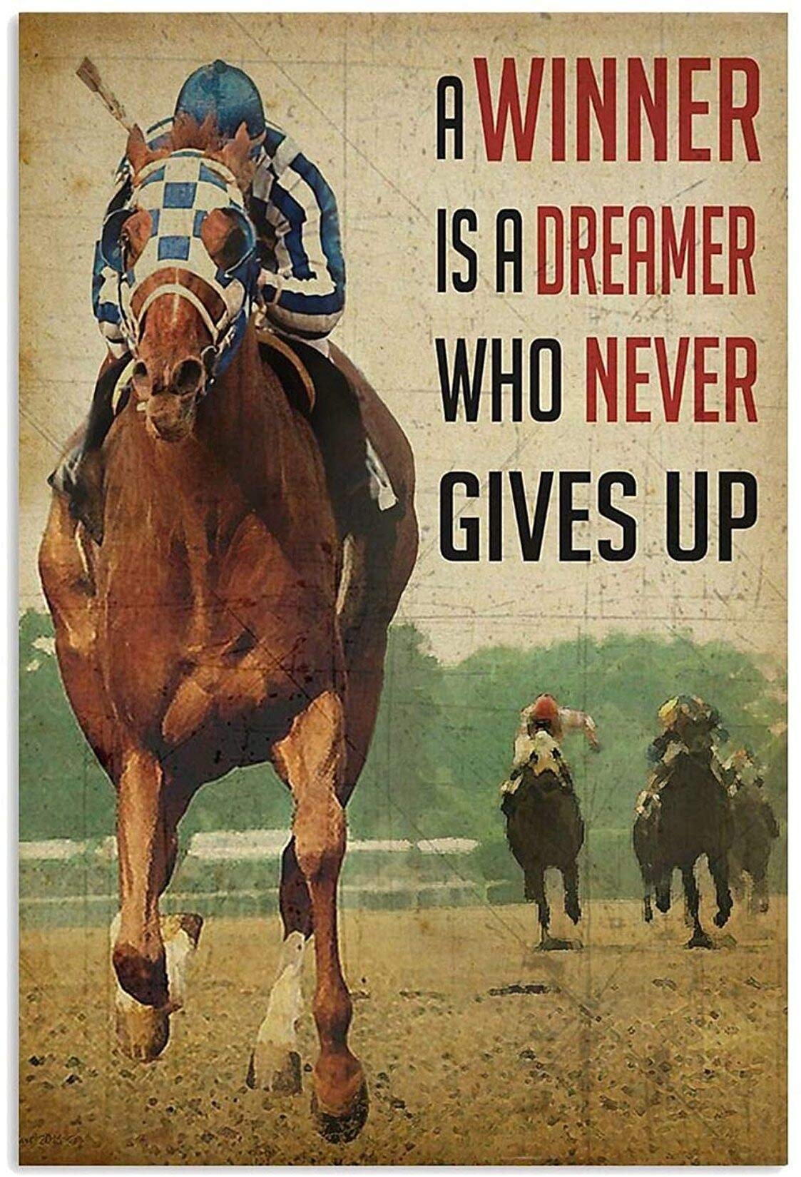 to My Son Canvas Racing Horse A Winner is A Dreamer Who Never Give Up from Dad Decor Home, Wall Art 