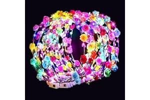 HONLYNE 54 PCS LED Flower Crowns Headbands, Light Up Flower Crowns For Women, Glow in the Dark Headband for Wedding Reception Mardi Gras Cosplay Princess Party Favors Birthday Christmas Halloween