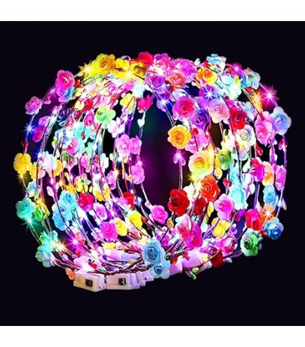 LED Flower Crowns 50 Pcs Colorful Light Up Hair Wreaths for Parties Weddings Amazon.com : QSJQllo 50 Pcs LED Flower Crowns Headbands  main image 4